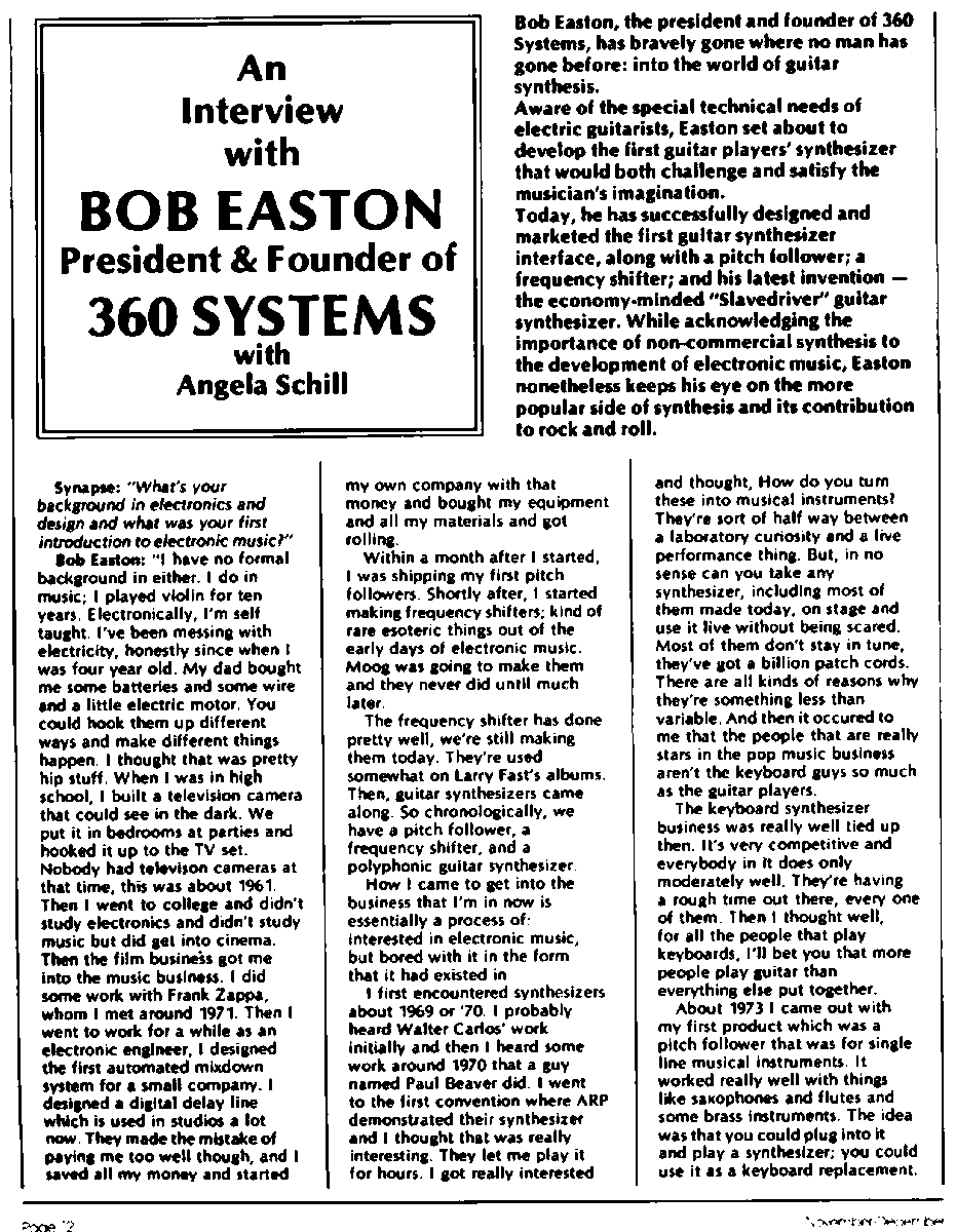 Bob Easton 360 Systems