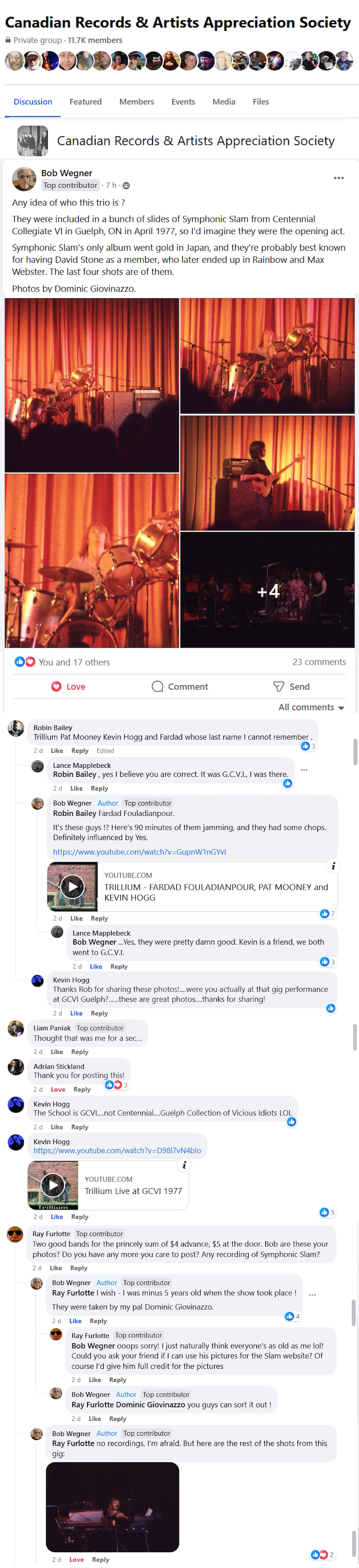 Facebook posting Symphonic Slam photos